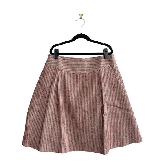Tristan Skirt Front Pleats A-Line Striped Slash Pockets Blue Rust Women's S - Picture 1 of 10